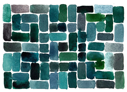 Large green bricks greeting card (single)