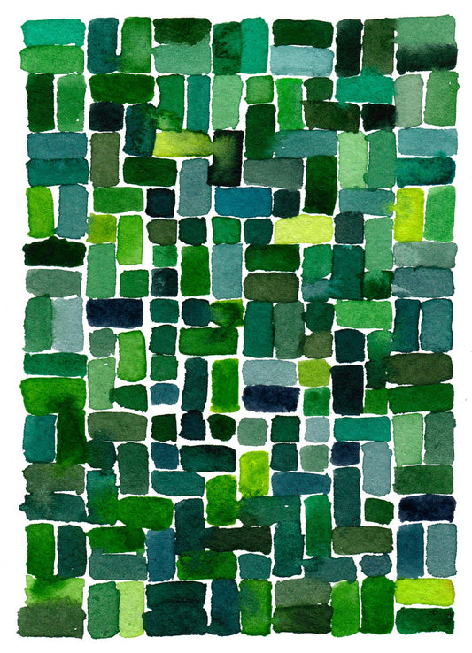 Small green bricks greeting card (single)