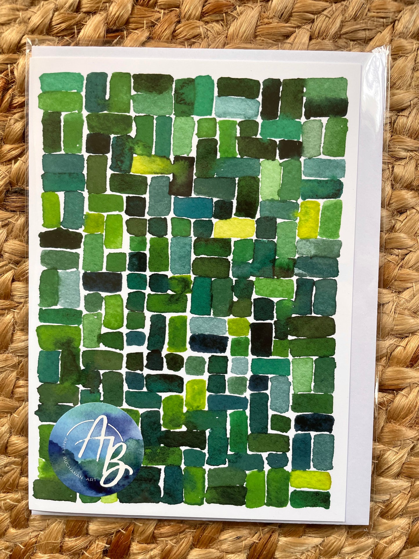 Small green bricks greeting card (single)