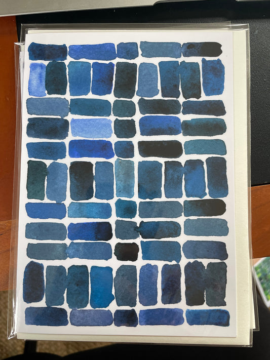 Large blue bricks greeting card (single)