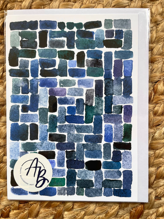 Small blue bricks greeting card (single)