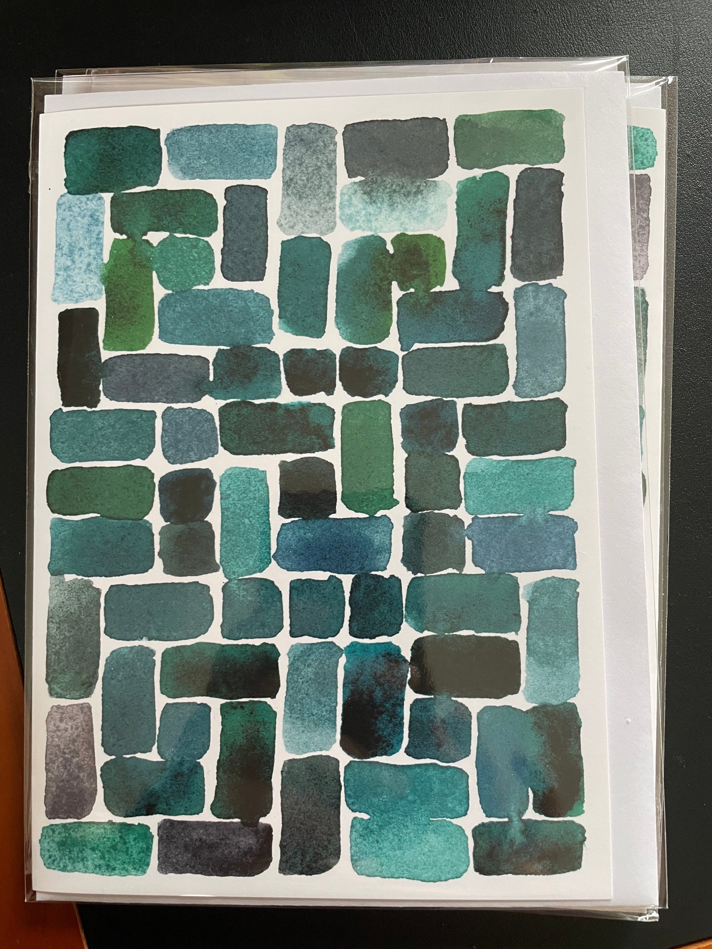 Large green bricks greeting card (single)