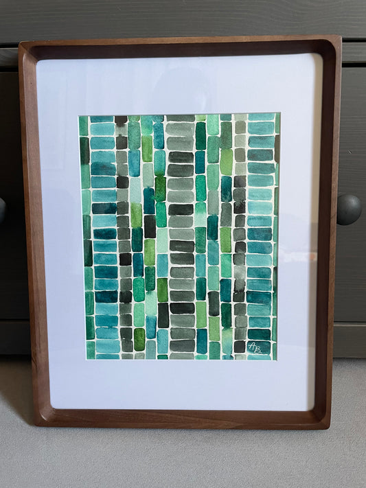 "Emerald Bricks" Framed Original Painting