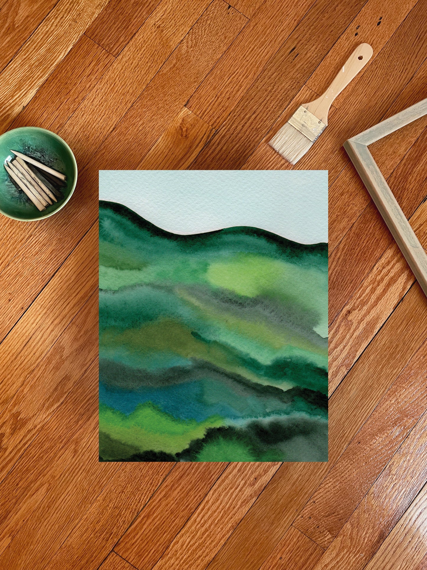 "Emerald Hills 1" Watercolor Print