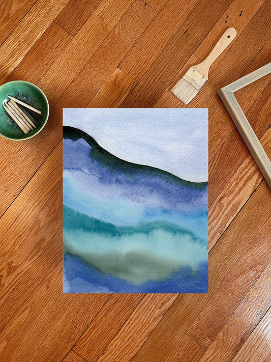 "Ocean Currents 1" Watercolor Print