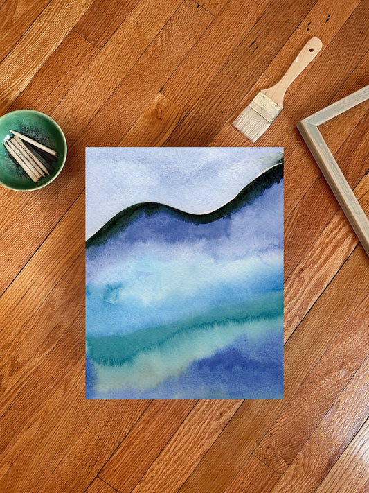 "Ocean Currents 2" Watercolor Print