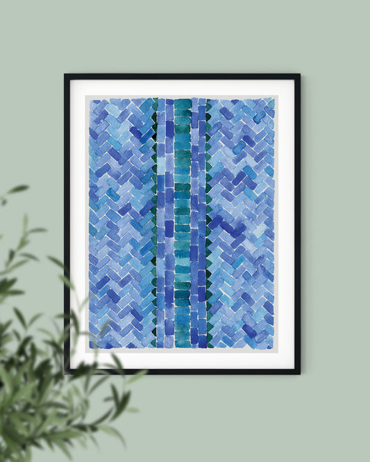 "Blue Bricks" Watercolor Print