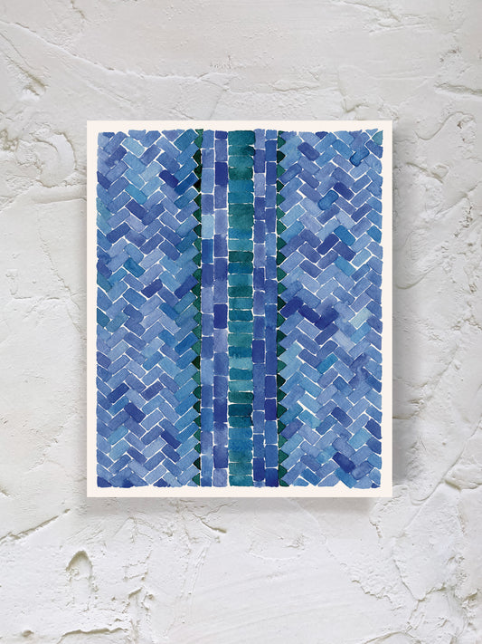 "Blue Bricks" Watercolor Print