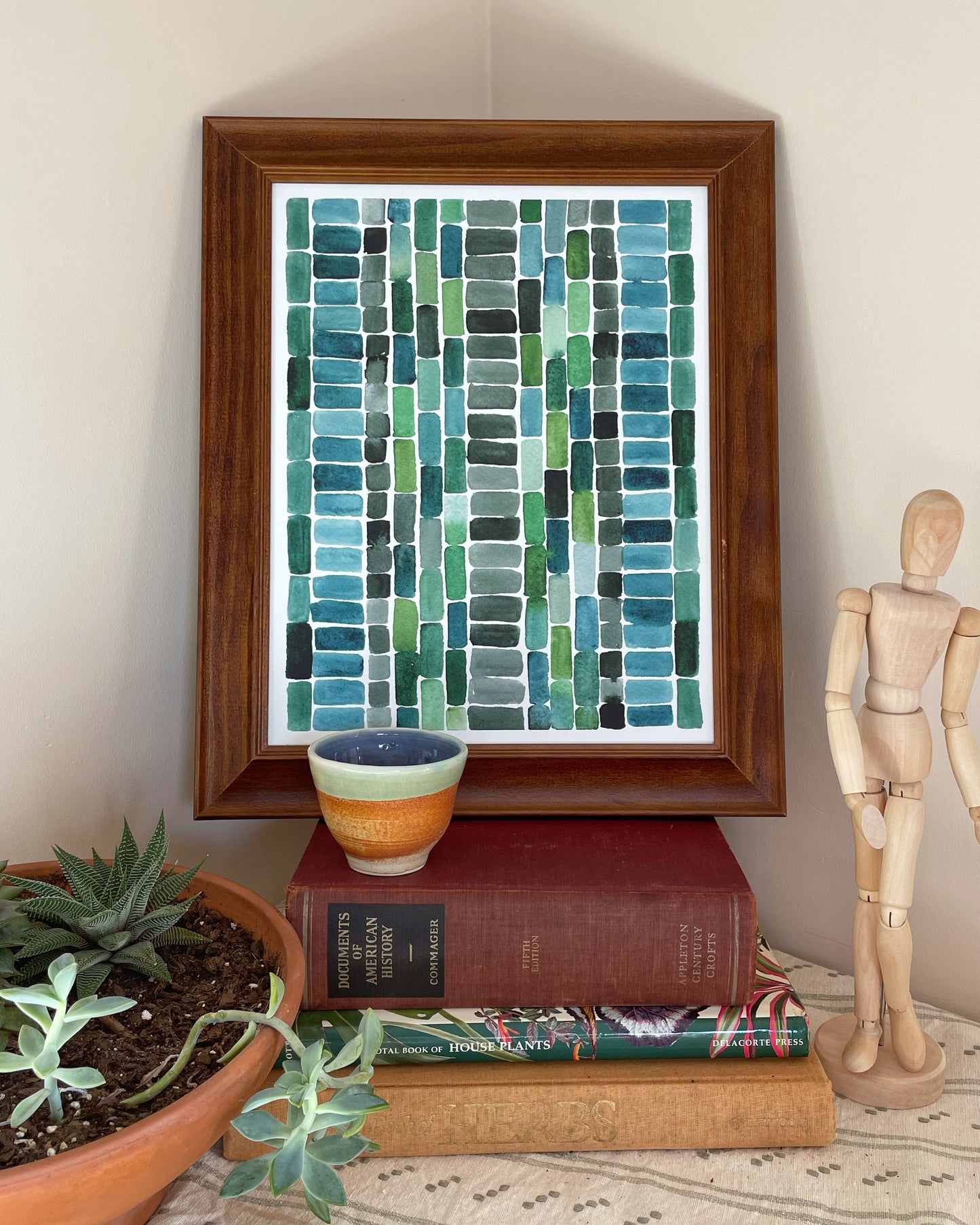 "Emerald Bricks" Watercolor Print