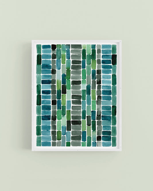 "Emerald Bricks" Watercolor Print